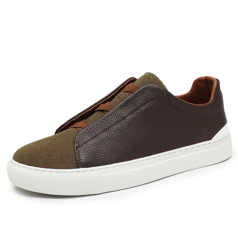 Genuine leather casual men's sneakers