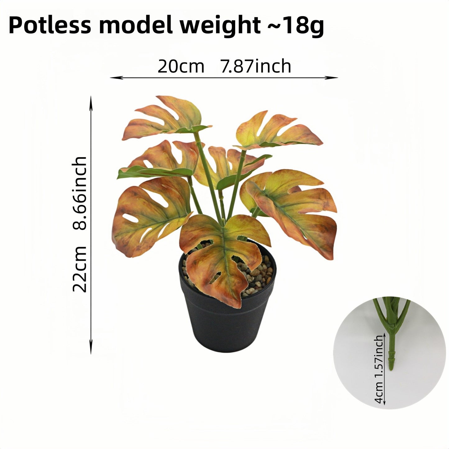 Artificial Monstera Plant Small Green Potted Decor