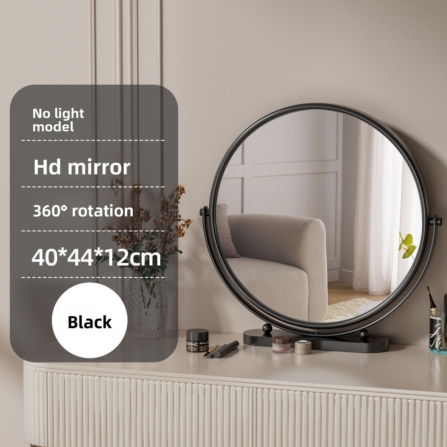 Round Smart Vanity Mirror with Dimmable Lighting