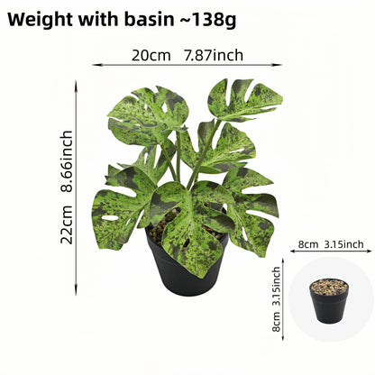 Artificial Monstera Plant Small Green Potted Decor