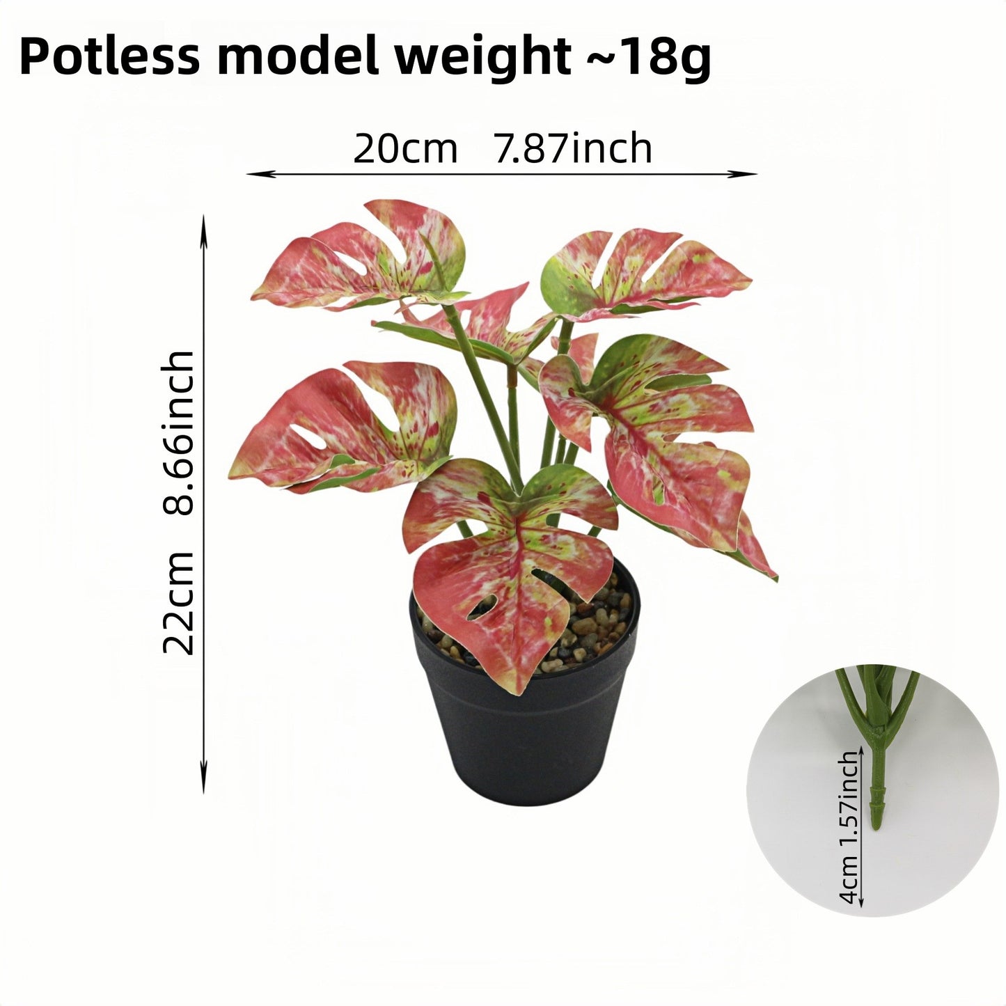 Artificial Monstera Plant Small Green Potted Decor