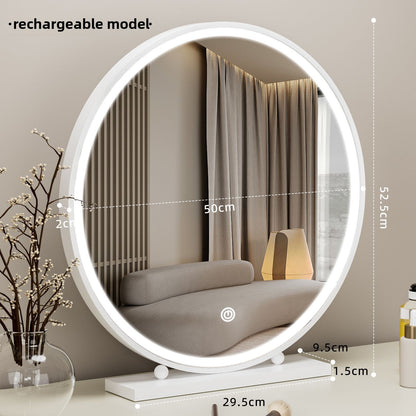 Round Smart Vanity Mirror with Dimmable Lighting
