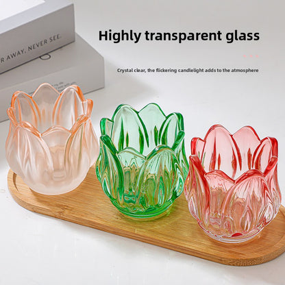 Frosted Glass Tulip Candle Holder