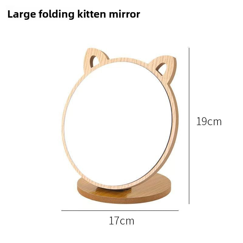 Desktop Rotatable Wooden Makeup Mirror