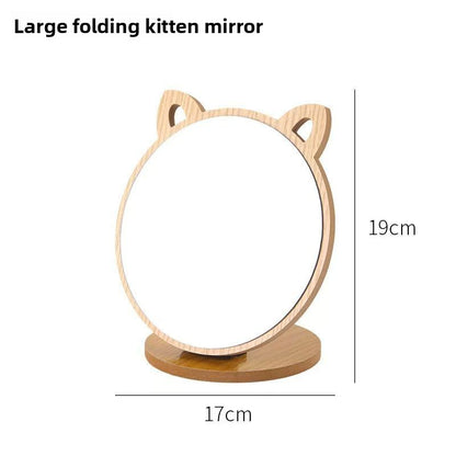Desktop Rotatable Wooden Makeup Mirror