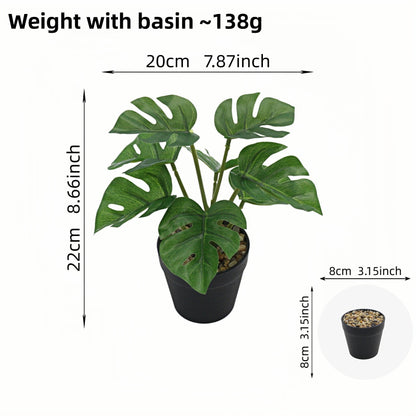 Artificial Monstera Plant Small Green Potted Decor