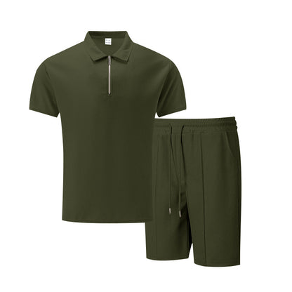 Men's Waffle Knit Short Sleeve T-Shirt and Shorts Set