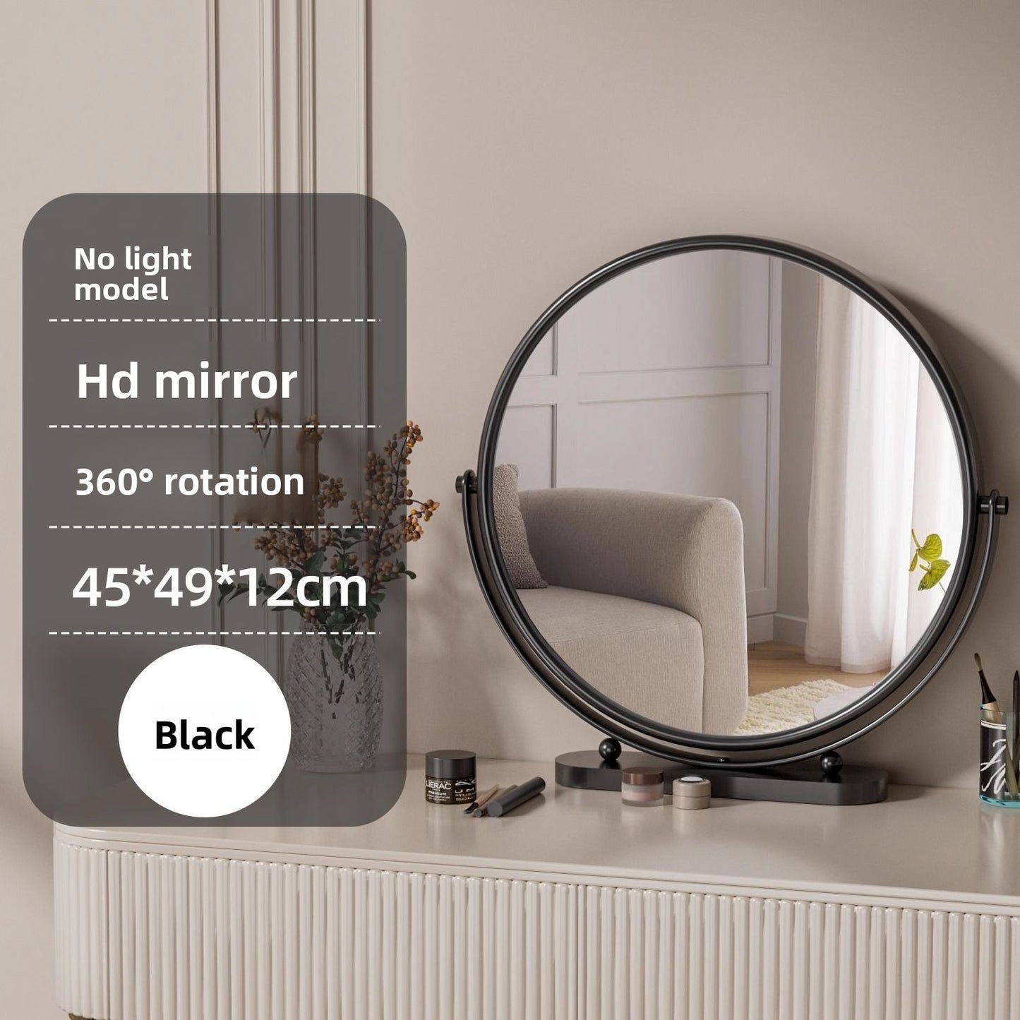 Round Smart Vanity Mirror with Dimmable Lighting