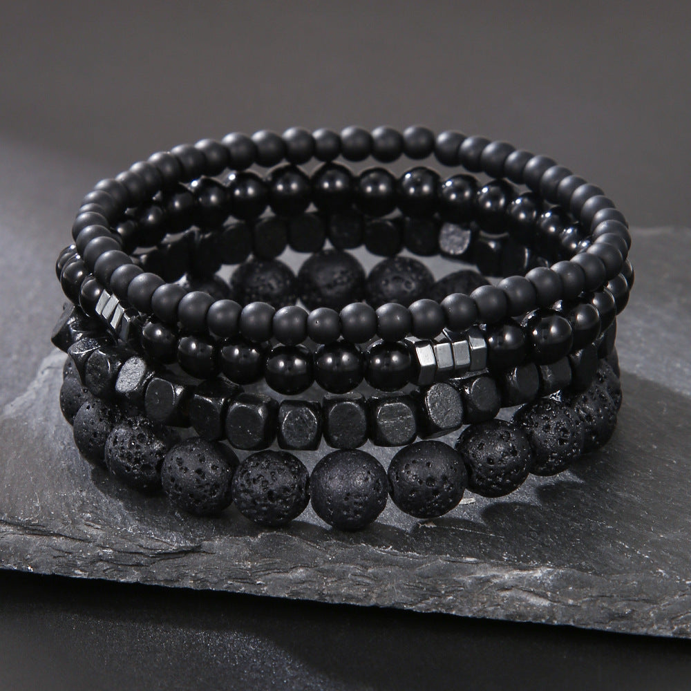 Punk Style Men's Natural Stone Bracelet Set