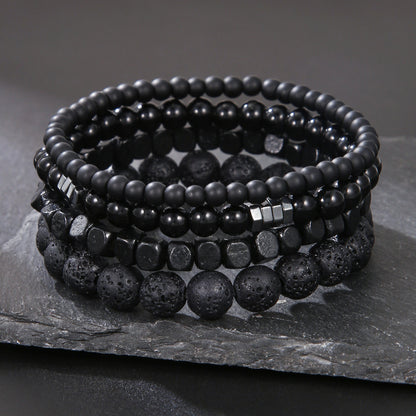 Punk Style Men's Natural Stone Bracelet Set