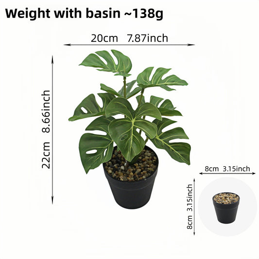 Artificial Monstera Plant Small Green Potted Decor