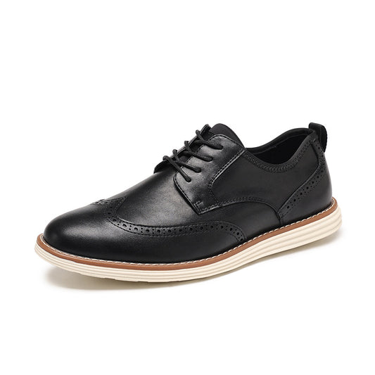 Mens Breathable Slip-On Brogue Leather Shoes