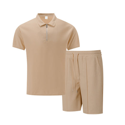 Men's Waffle Knit Short Sleeve T-Shirt and Shorts Set