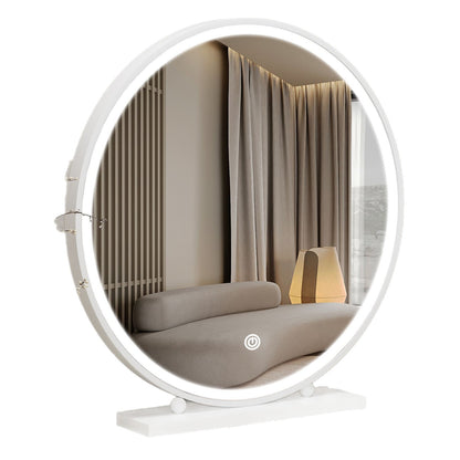 Round Smart Vanity Mirror with Dimmable Lighting