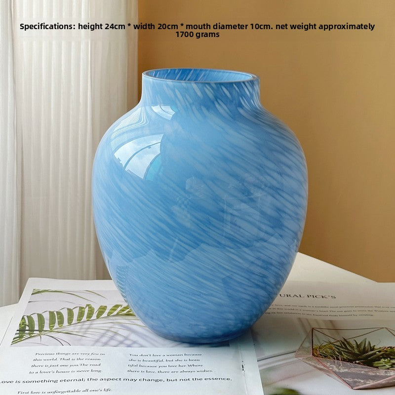 Hand Blown Cloud Pattern Glass Vase