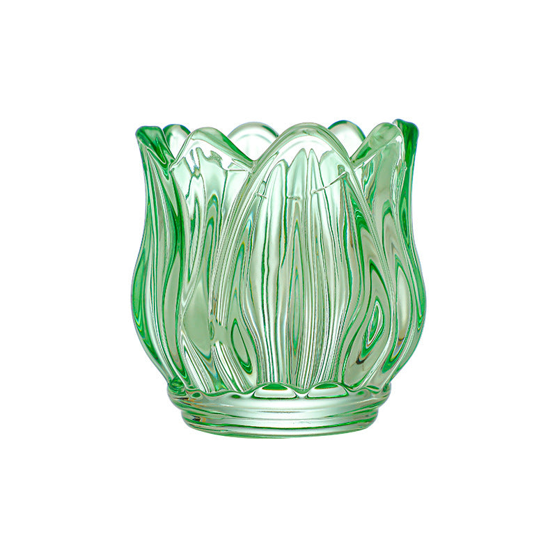 Frosted Glass Tulip Candle Holder