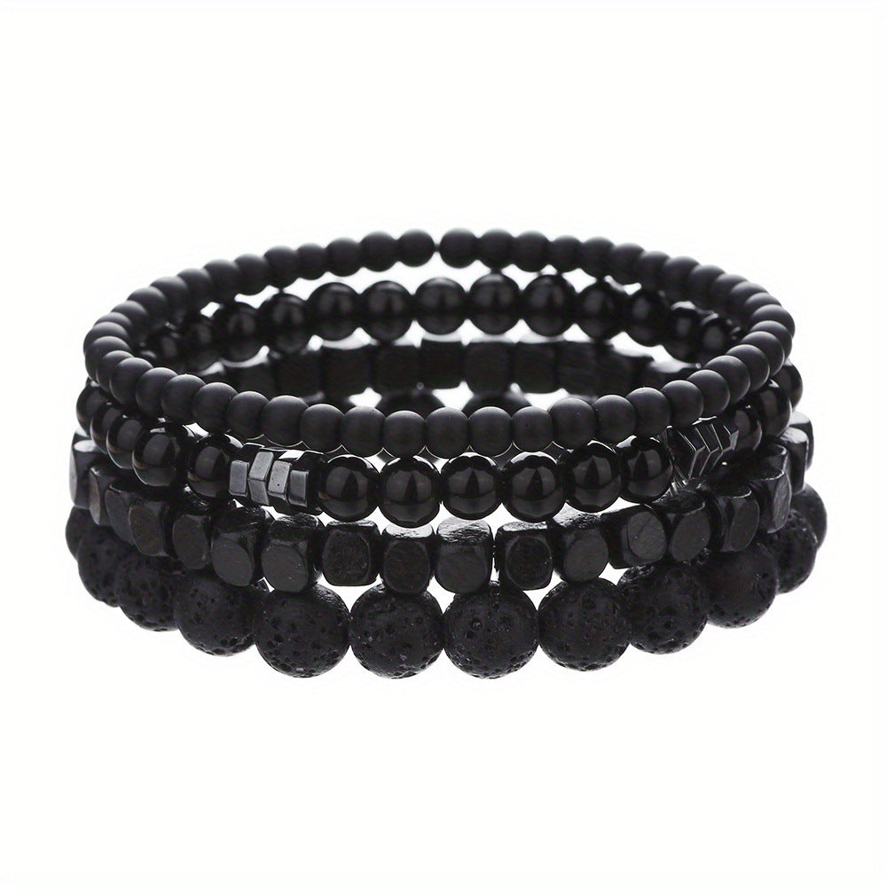 Punk Style Men's Natural Stone Bracelet Set