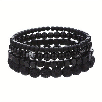 Punk Style Men's Natural Stone Bracelet Set