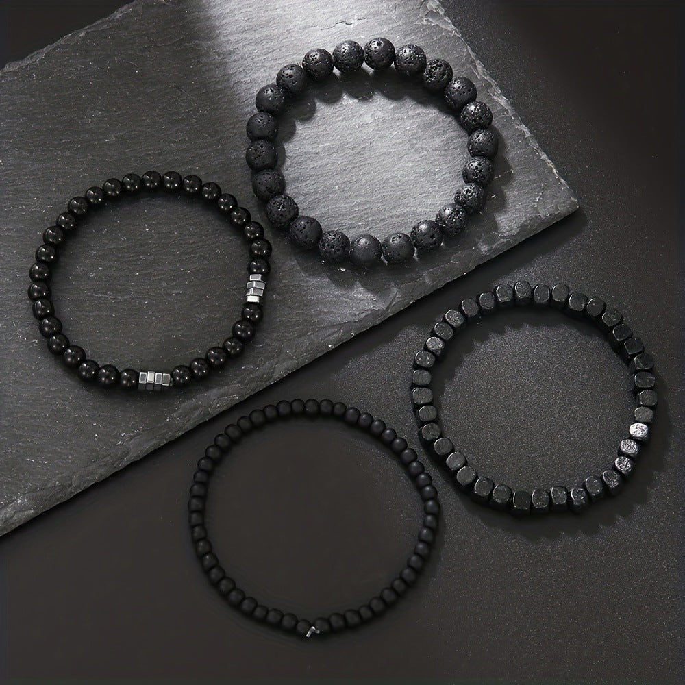 Punk Style Men's Natural Stone Bracelet Set
