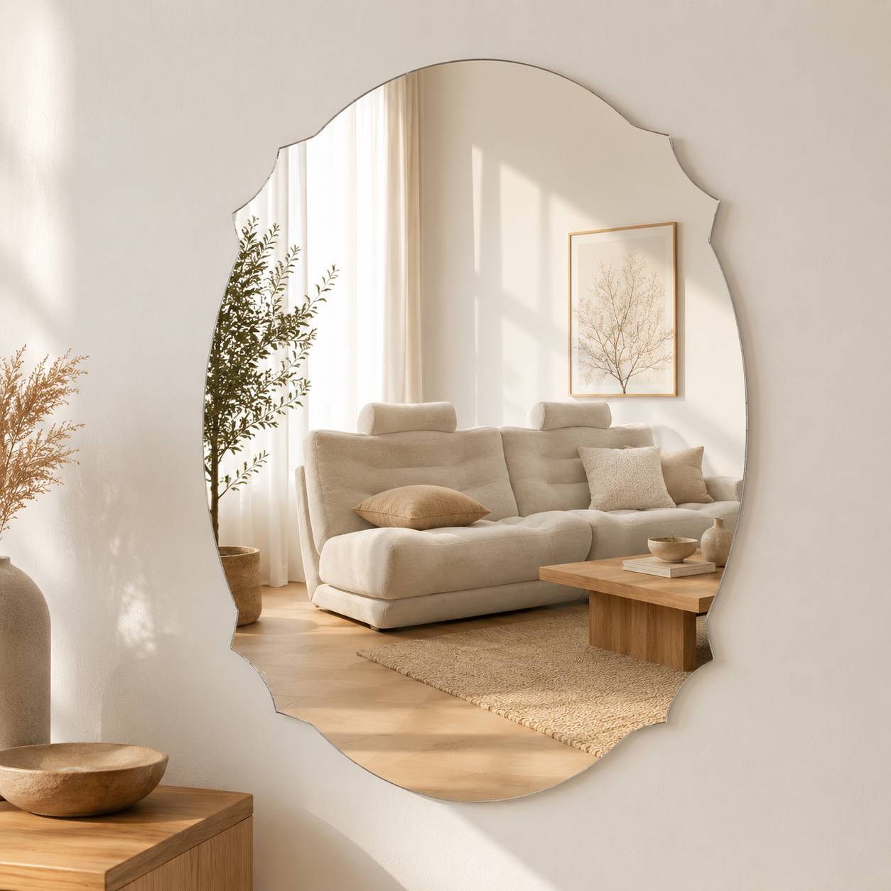 Mirror Wall Sticker, Self-Adhesive Oval