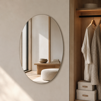 Mirror Wall Sticker, Self-Adhesive Oval