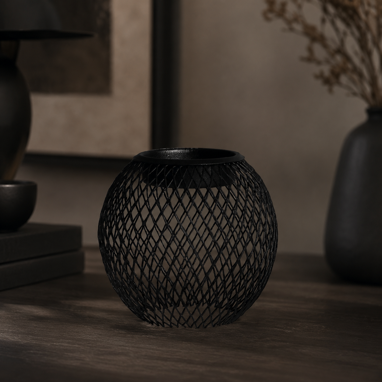 Black lantern candlestick