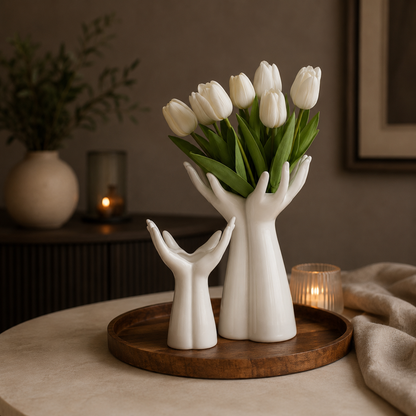 hands flower vase
