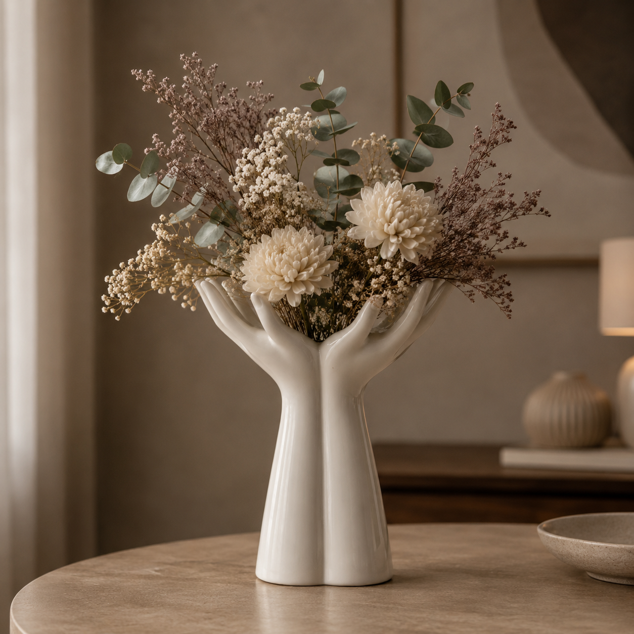 hands flower vase