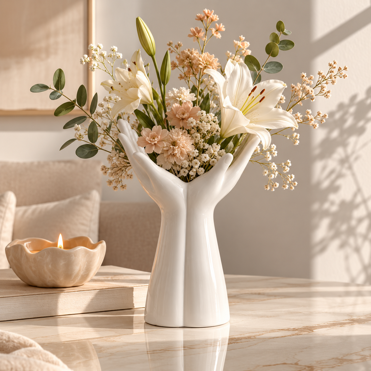 hands flower vase
