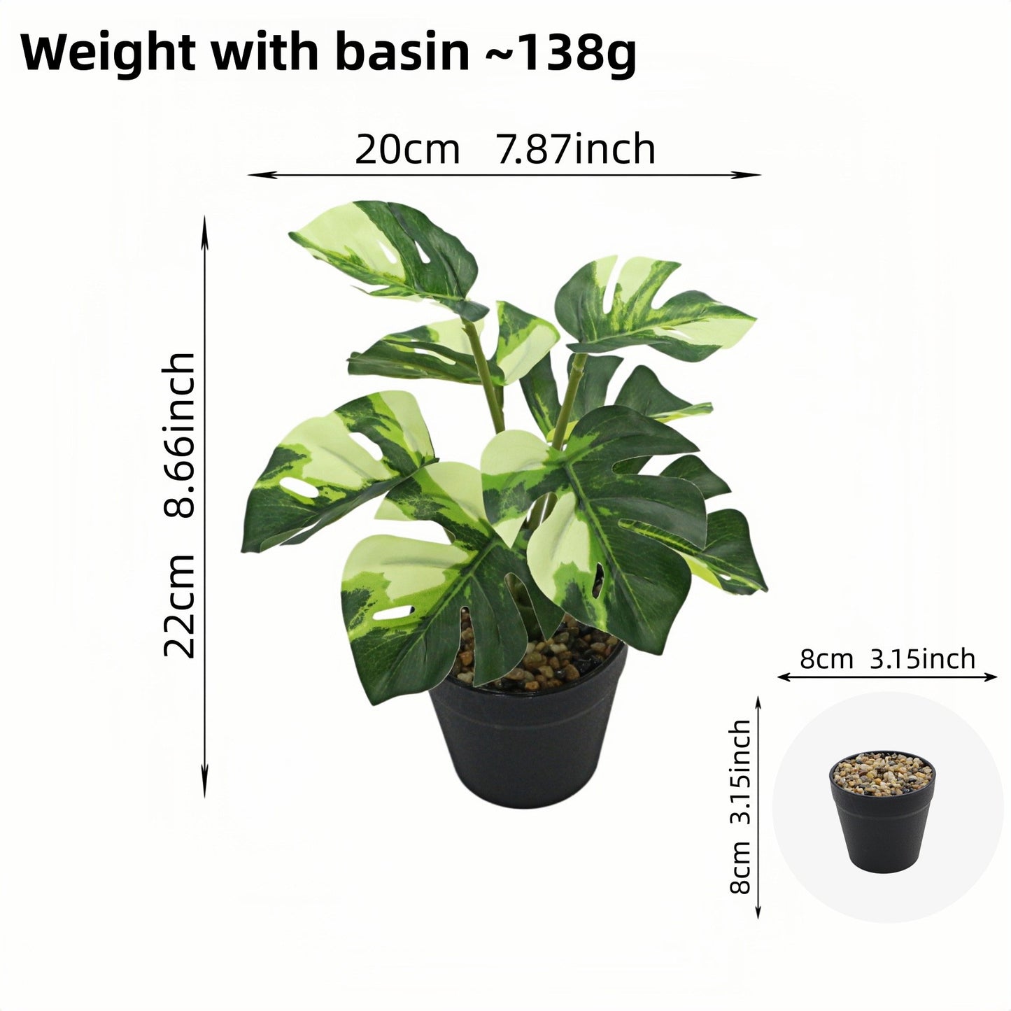 Artificial Monstera Plant Small Green Potted Decor