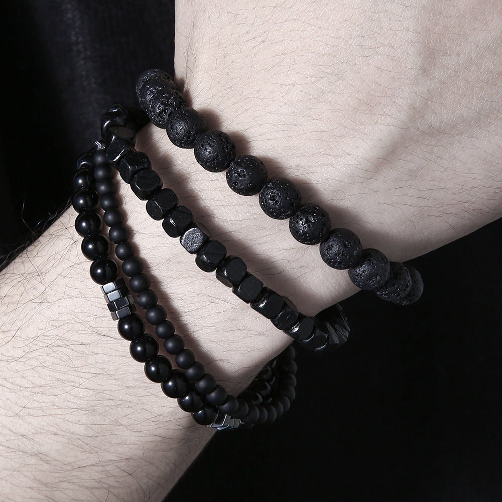 Punk Style Men's Natural Stone Bracelet Set