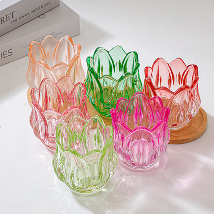 Frosted Glass Tulip Candle Holder