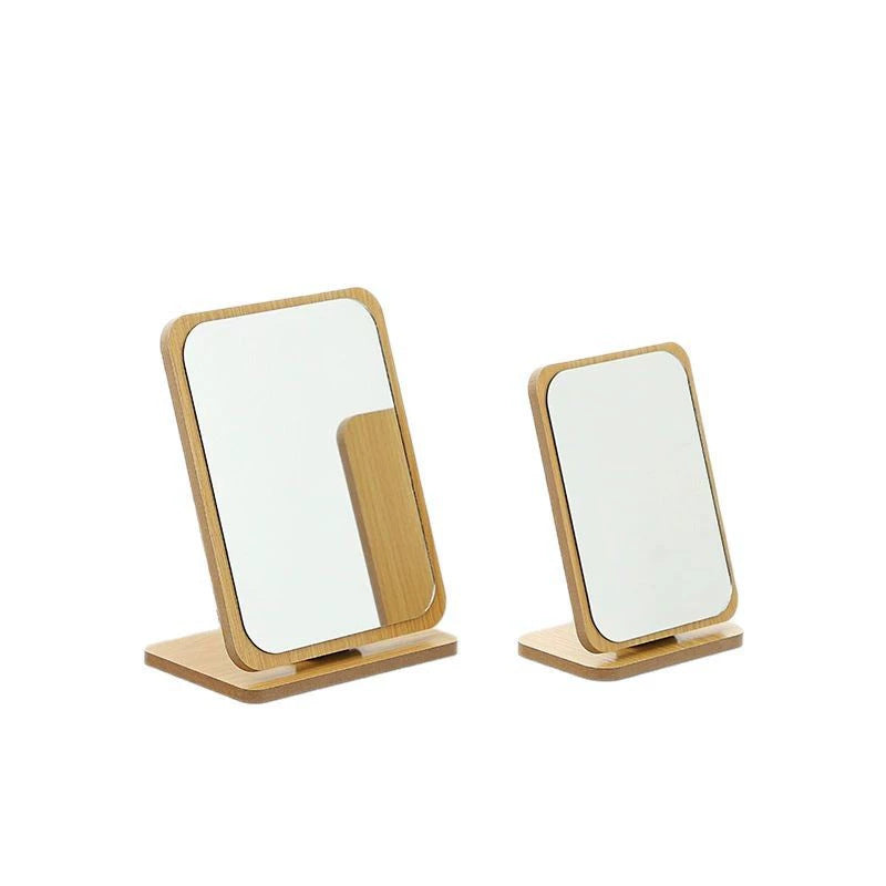 Desktop Rotatable Wooden Makeup Mirror