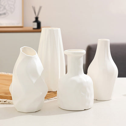 Nordic White Plastic Vase for Home Decor