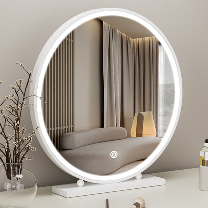 Round Smart Vanity Mirror with Dimmable Lighting