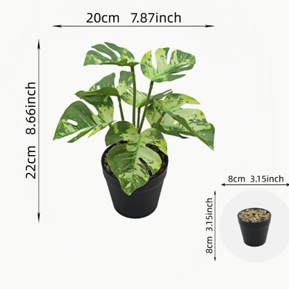 Artificial Monstera Plant Small Green Potted Decor
