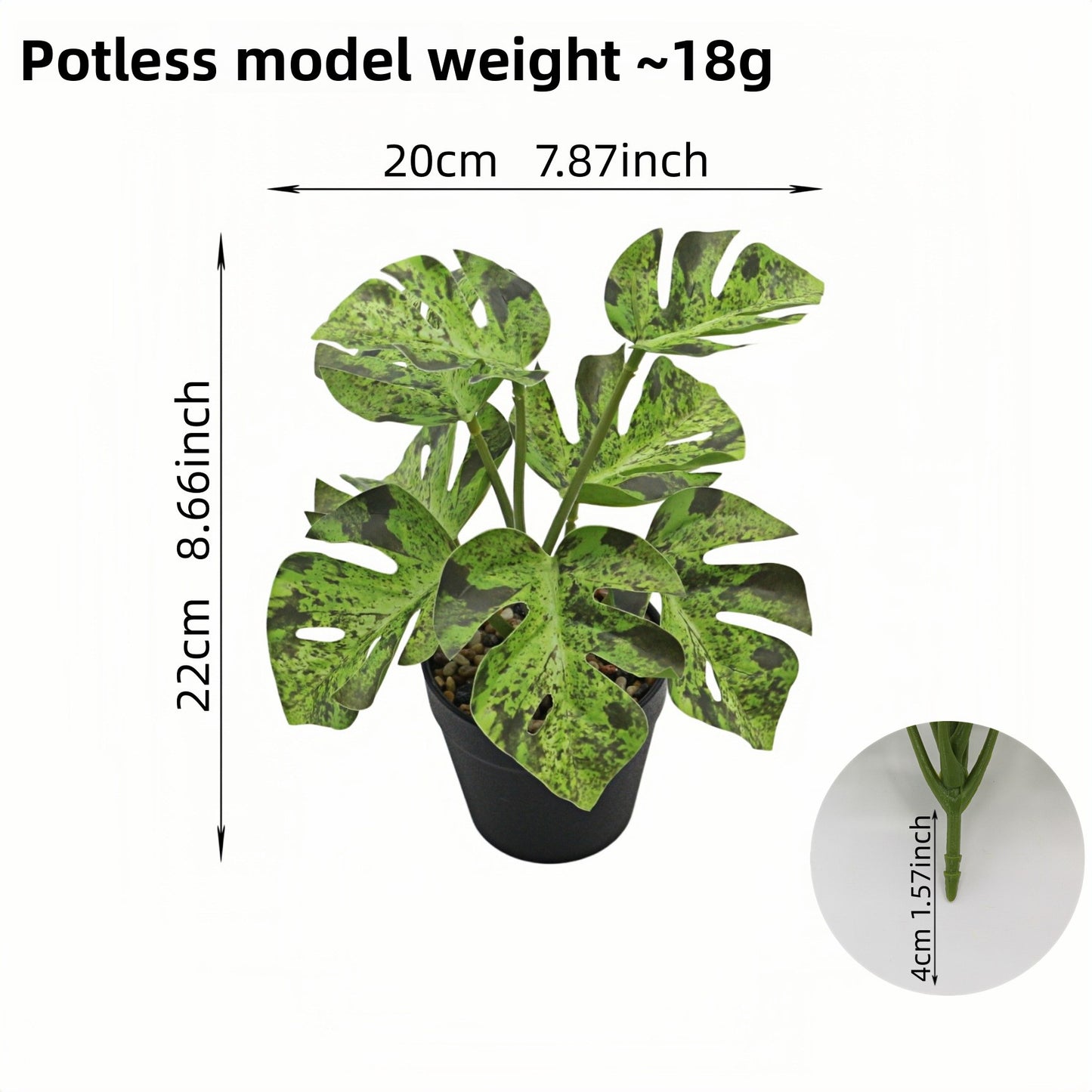 Artificial Monstera Plant Small Green Potted Decor
