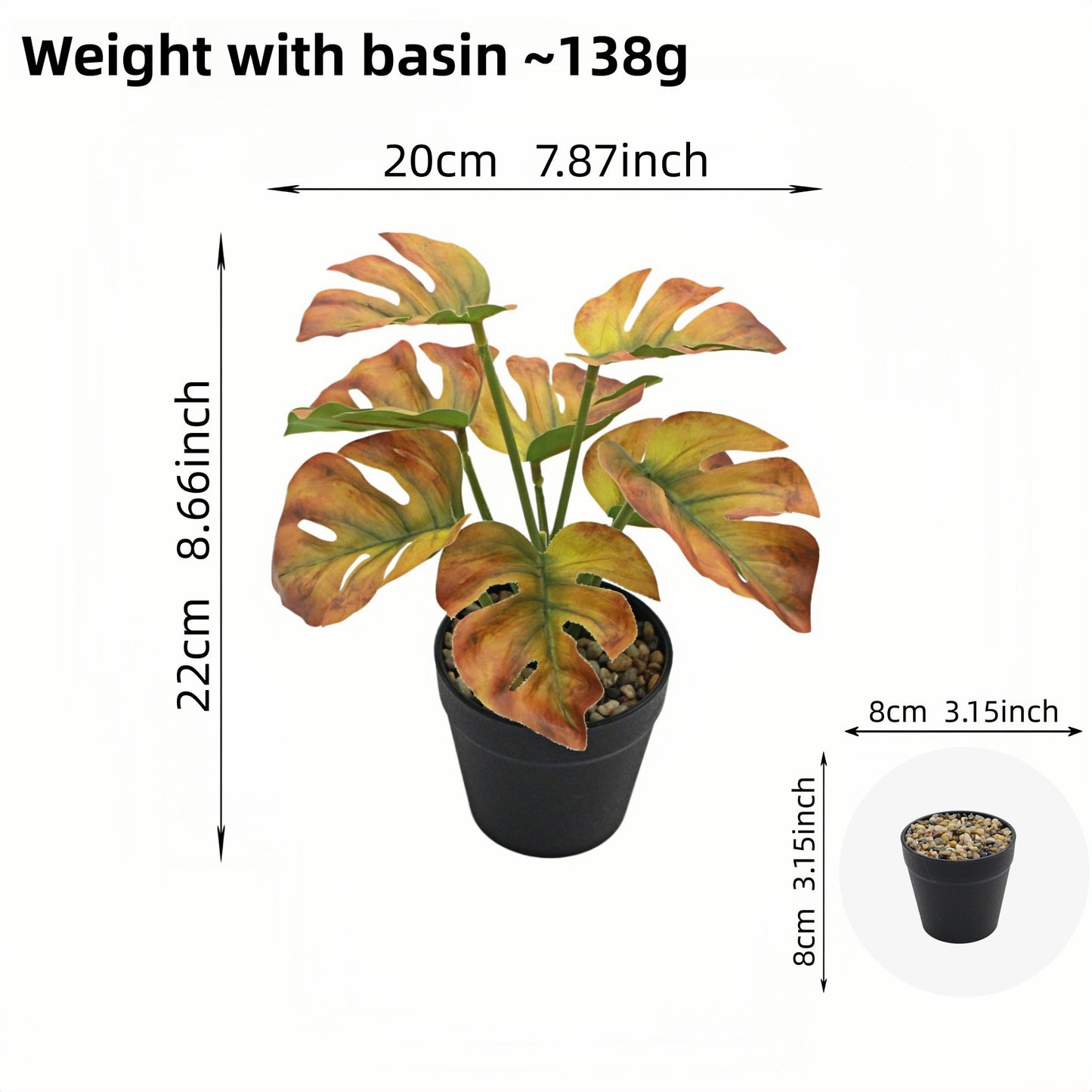 Artificial Monstera Plant Small Green Potted Decor