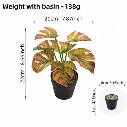 Artificial Monstera Plant Small Green Potted Decor