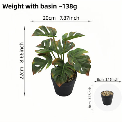 Artificial Monstera Plant Small Green Potted Decor