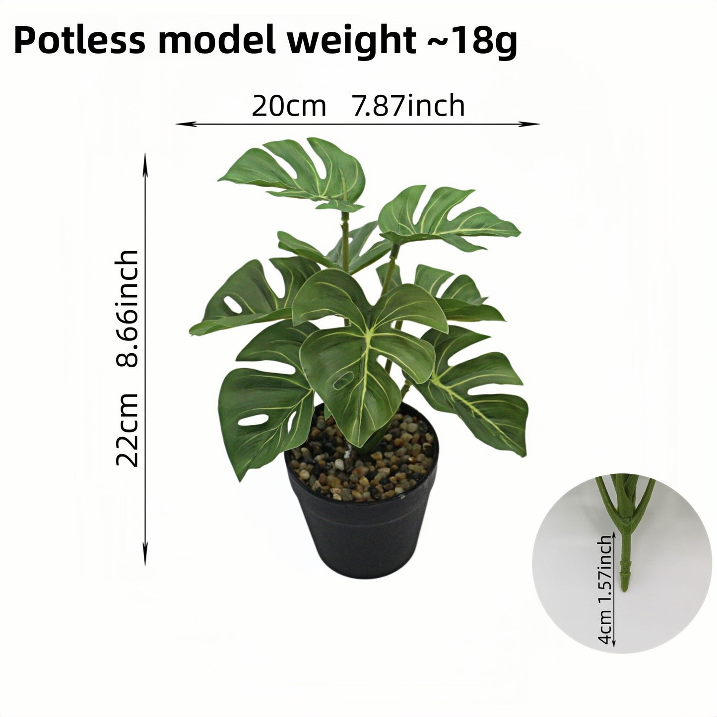 Artificial Monstera Plant Small Green Potted Decor